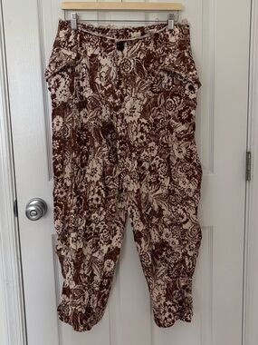 Maeve Brown and Cream Floral Print Harem Pants